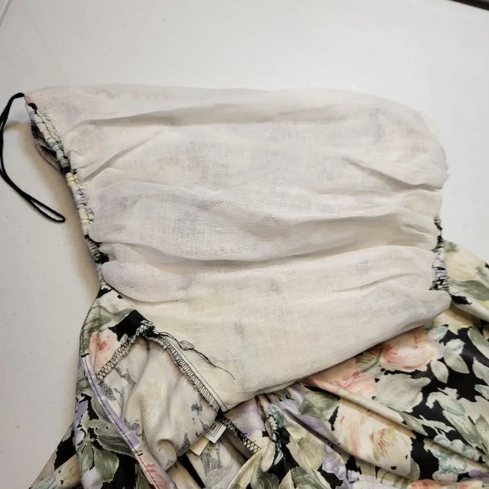 Impromptu 80s Vintage Floral Prom Puff Sleeve Dress Fitted Bodice